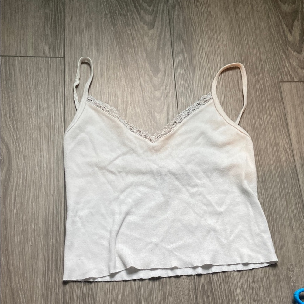 Brandy Melville Cream Fitted Crop Camisole